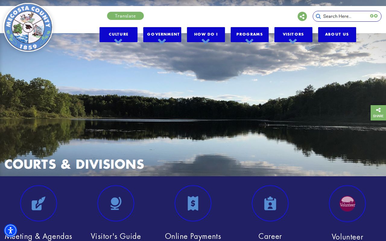 Mecosta County court docket court divisions page