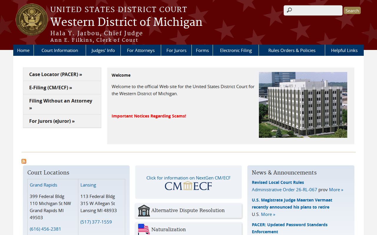 Mecosta County court docket Western District of Michigan federal court source