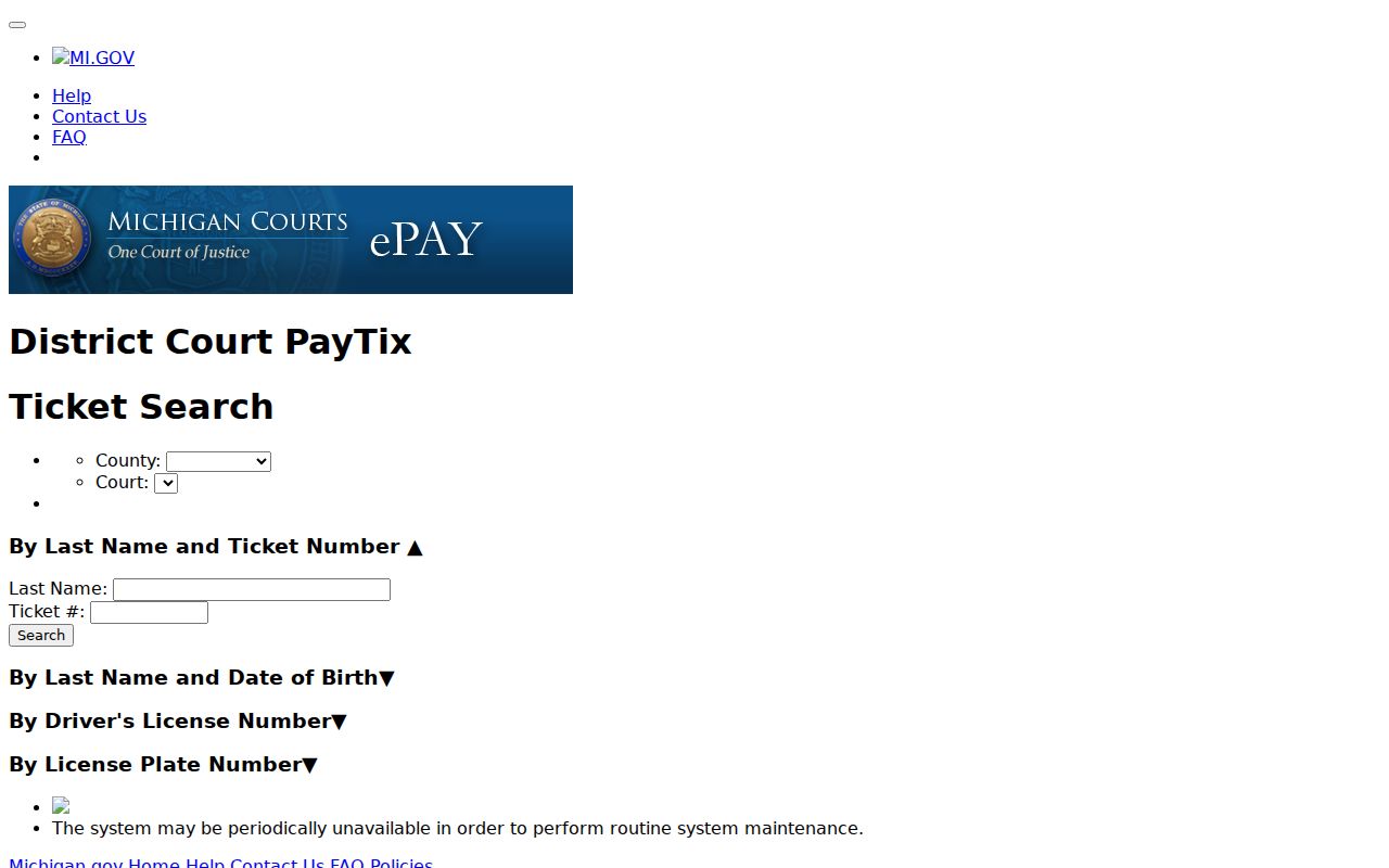 Mecosta County traffic tickets PayTix search fields
